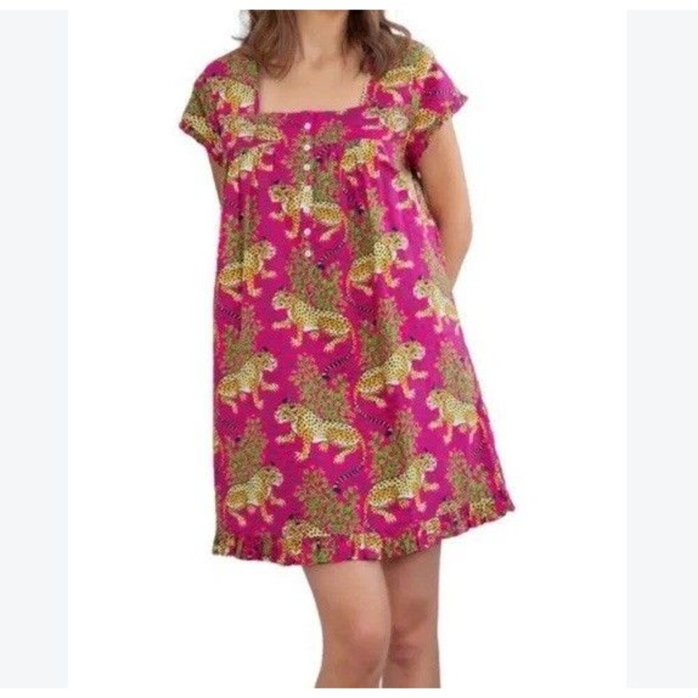 Printfresh Bagheera Pintuck Dress Hot Pink Plus 3X Multicolor